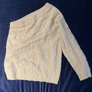 One shoulder cable knit sweater oversized xs